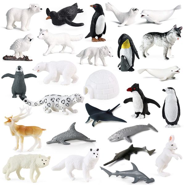 26PCS Mini Sea Animal Figures, Realistic Arctic Ocean Animals Figurines Plastic Ocean Miniature Toys Playset with Arctic Animals, Sharks, Reindeer etc. Easter Egg School Project Gift for Kids Toddlers