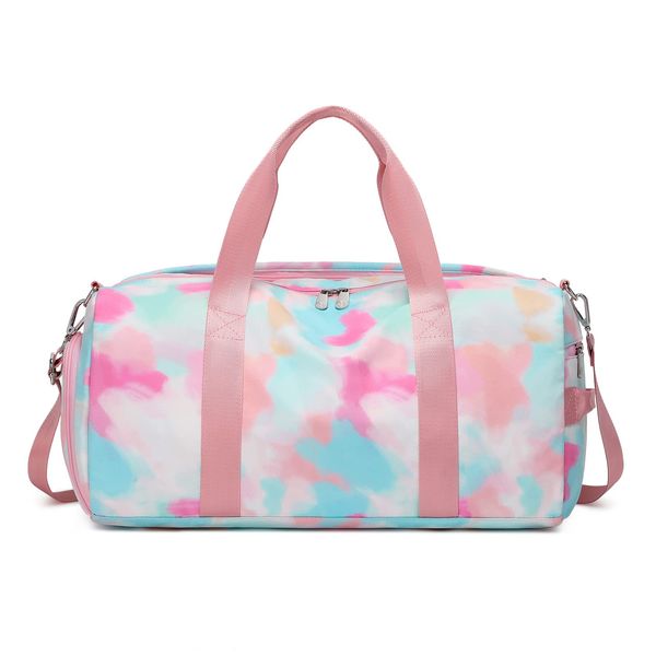 Sports Bag Women's Cute Colourful Travel Bag Kids Girls Dance Bag Training Bag for Gymnastics Swimming Purple Sports Bag with Waterproof Bag Shoe Compartment Shoulder Strap, Pattern-2, cute