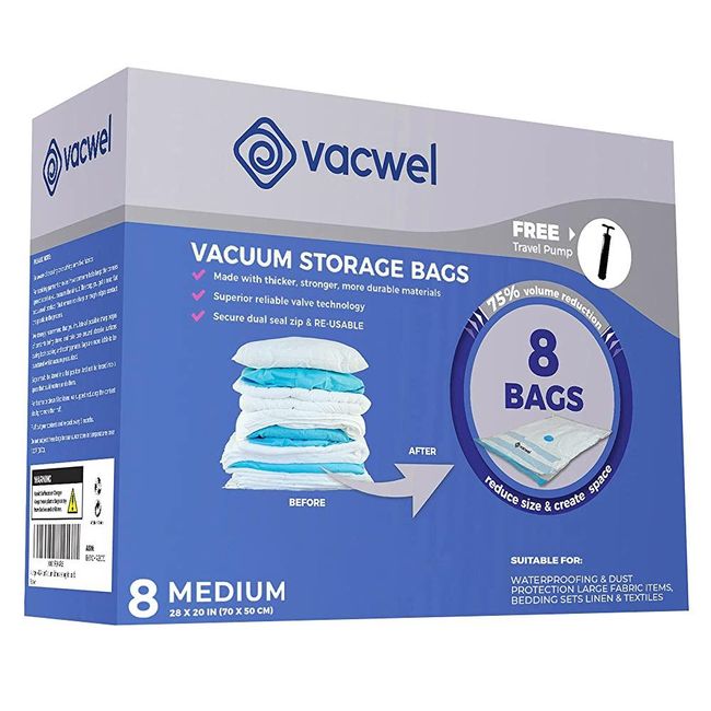 Vacuum Storage Bags, 8 Medium Space Saver Bags, Vacuum Sealer Bags