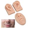 3D Educational Models Simulation Display Props Kit Include 1 X Nose and Mouth Model and 1 X Pair of Ear Model for Piercing Suture Practice (Silicone Material) (Medium Skin Color)