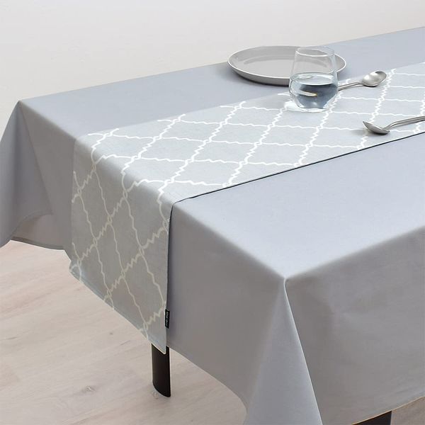 Table Runner Table Runner Table Center (11.8 x 39.4 inches) Reversible 100% Cotton Moroccan Pattern W2601300 Gray