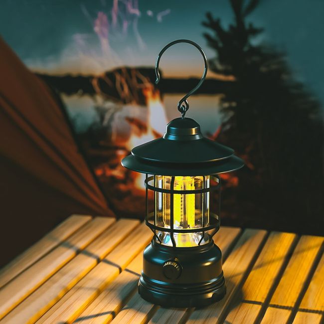 LED Camping Lantern Rechargeable Retro Metal Camp Light Waterpoor Outdoor  Tent Lantern Portable Hanging Vintage Lamp