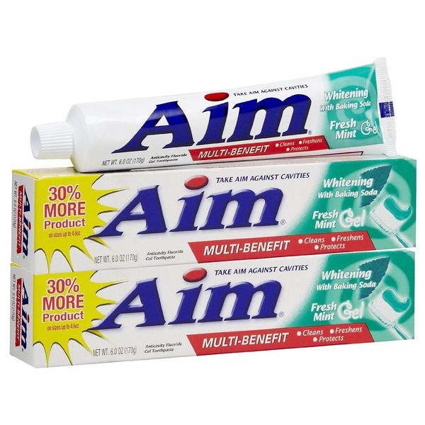 Aim Whitening Toothpaste Mint Gel, 6 oz by Aim (Pack of 3)