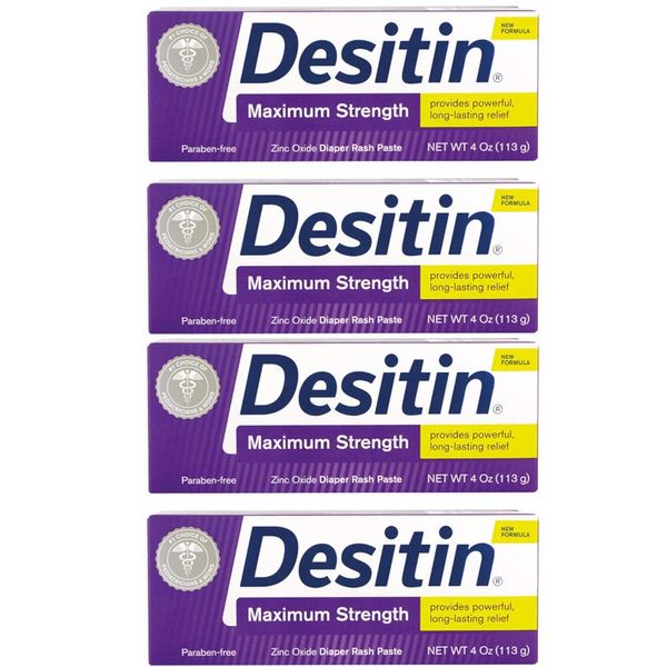 DESITIN Maximum Strength Diaper Rash Paste 4 oz (Pack of 4)