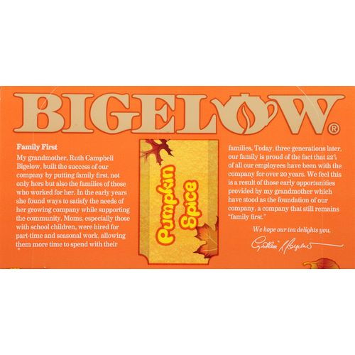 Bigelow Tea Pumpkin Spice Black Tea Bags, 18 Count Box (Pack of 6), Caffeinated Black Tea, 108 Tea Bags Total