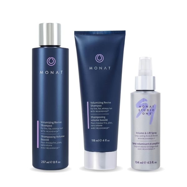 MONAT Revive Volumizing System – Hair Volume Enhancer Set with Revive Shampoo Volumizing Conditioner & Volume And Lift Spray