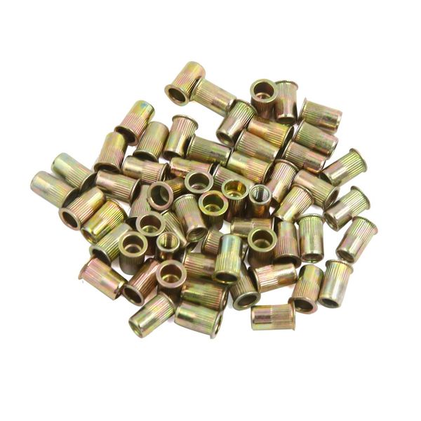 uxcell Rivet Nuts M5 Brass Tone Stainless Steel Thread Small Head Nut Celts 60pcs