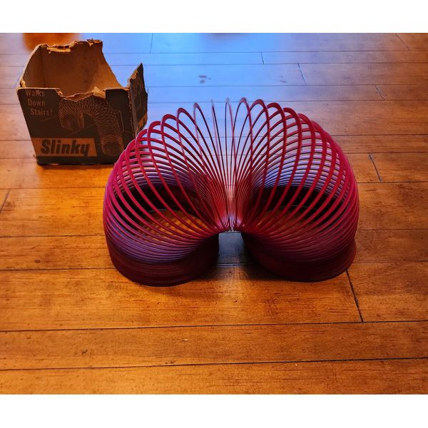 1940's Vintage Early James Original Slinky Toy Green Box Red Slinky