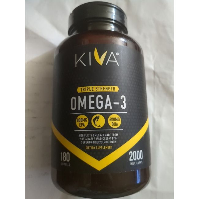 Sealed Kiva Triple Strength Omega-3 180 Capsules 2000 Mg USA 800mg EPA 600Mg DHA