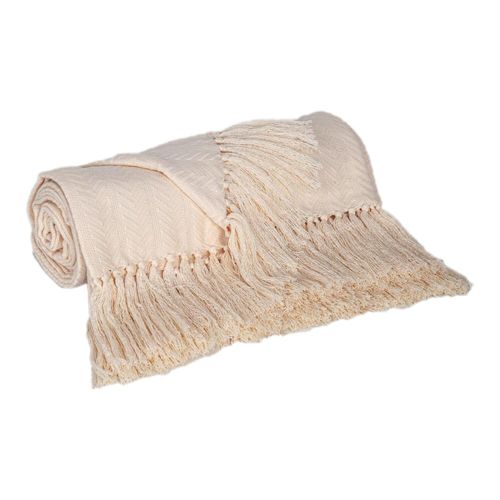 HomeStock Baroque Beauty Throw Blanket, Cozy Throw for All Living Spaces, Knitted Throw Blanket for Everyday Use Cream