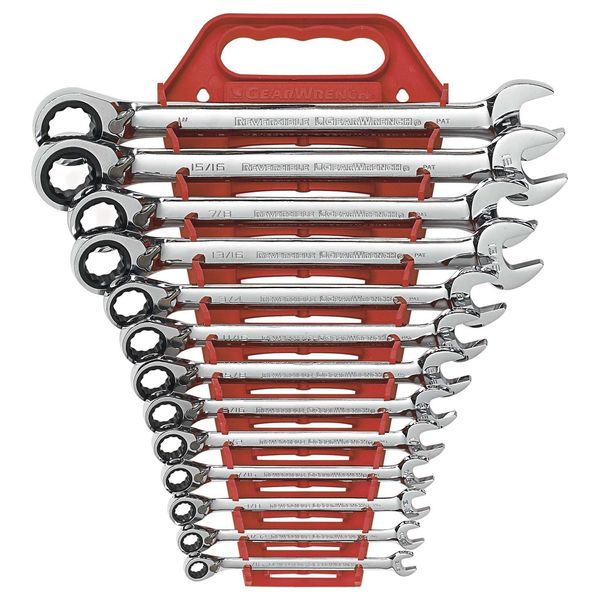 GEARWRENCH 13 Pc. 12 Pt. Reversible Ratcheting Combination Wrench Set, SAE - 9509N