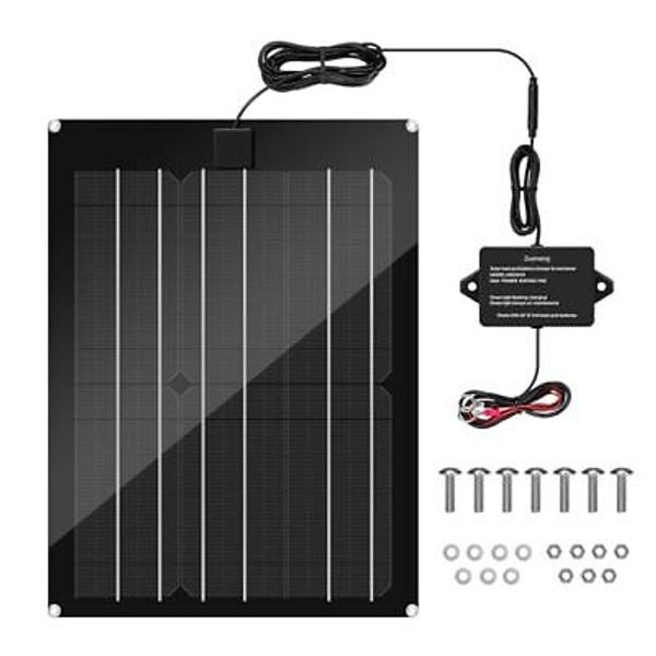 Solar Battery Charger Maintainer,  15W Solar Panel Kit for Dump Trailer Built