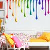 Rainbow Wall Sticker - Rainbow Metallic Drips Wall Decal Art (180cm Width x 90cm Height)