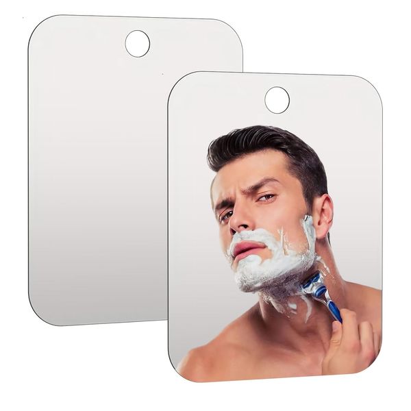 Qianeffort 2PCS Shower Mirror Fogless,Small Shaving Mirror for Wall Hanging,Portable Shower Mirrors for Shaving Anti Fog, Shaving Mirrors Free Standing,Shaving Mirrors for Men,Suitable Bathroom,Etc.