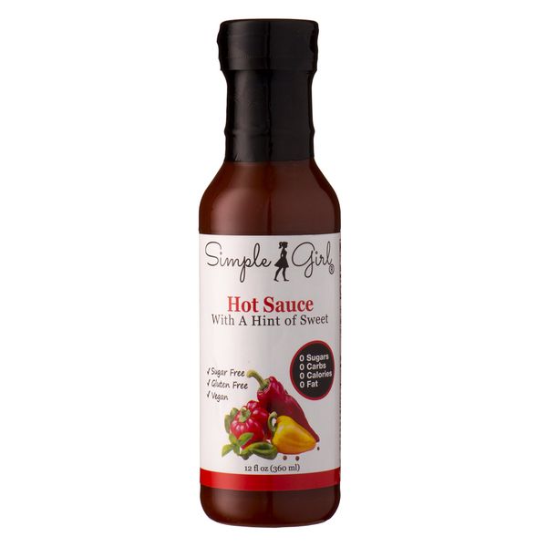 Simple Girl Hot Sauce 12 oz - 2 bottles - Natural - Sugar Free - Vegan and Diabetic Friendly - Carb Free - Gluten Free - Fat Free - MSG Free - Compatible With Most Low Calorie Diets