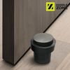 HANDLEZONE® 4 Pack Floor Mounted Door Stop 30mm x 40mm, Collared with Rubber Buffer Stopper, Concealed Fixing - Black Matt