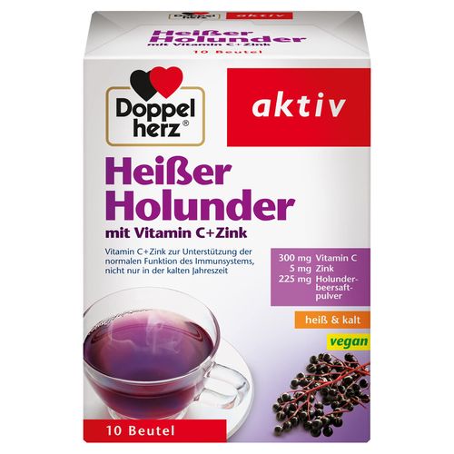 Double Heart Hot Elderberry with Vitamin C and Zinc, Pack of 10)