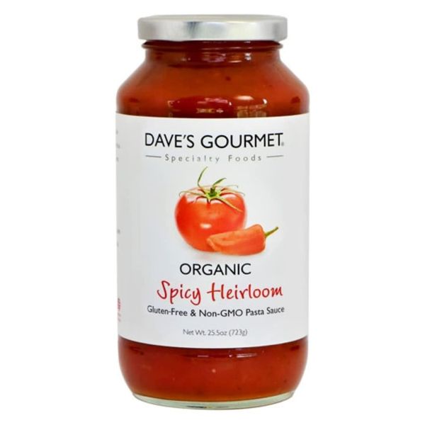 Dave's Gourmet Organic Spicy Heirloom Tomato Marinara Pasta Sauce Vegan and Gluten Free- Single Jar