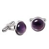 Franki Baker 925 Sterling Silver & Natural Amethyst Gemstone Cufflinks