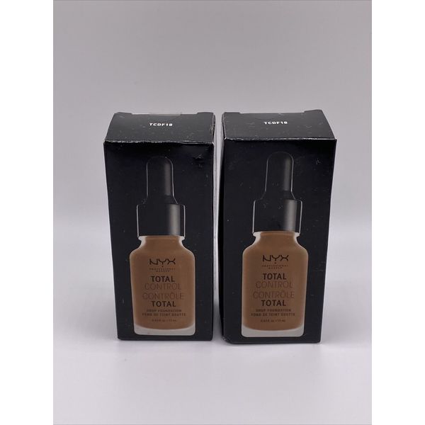 NYX Total Control Drop Foundation Matte TCDF 18 DEEP SABLE - LOT OF 2 NIB