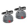 African Grey - Bird Parrot Pet Round Cufflink Set - Silver