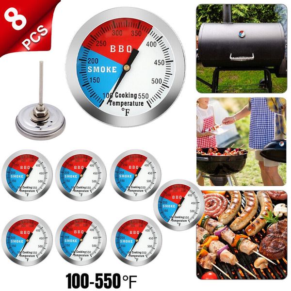 8pcs Temperature Thermometer Gauge Barbecue BBQ Grill Smoker Pit Thermostat BBQ