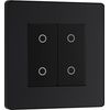 BG Electrical Secondary/Slave Double Touch Dimmer Light Switch, 2 Way, Screwless Front Plate, Evolve, Matt Black, PCDMBTDS2B