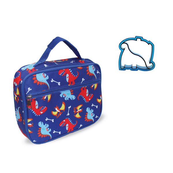 Keeli Kids Dino Lunch Box Insulated Lunchbox Reusable Cooler Bag Kit Back to School Elementary Toddler Boys & Girls in Blue Dinosaurs