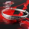 Mecool S999 Sterling Silver Bangle Bracelet Carved Expandable Bangle Adjustable Good Luck Bracelet