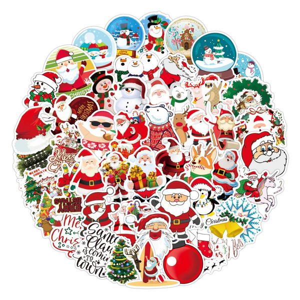 Weihnachtsaufkleber Pack 100 Stück für Weihnachts Dekoration, Christmas Aufkleber Vinyl Stickers Wasserdicht Decals für Skateboard Auto Motorräder Fahrrad Gepäck Laptop Koffer