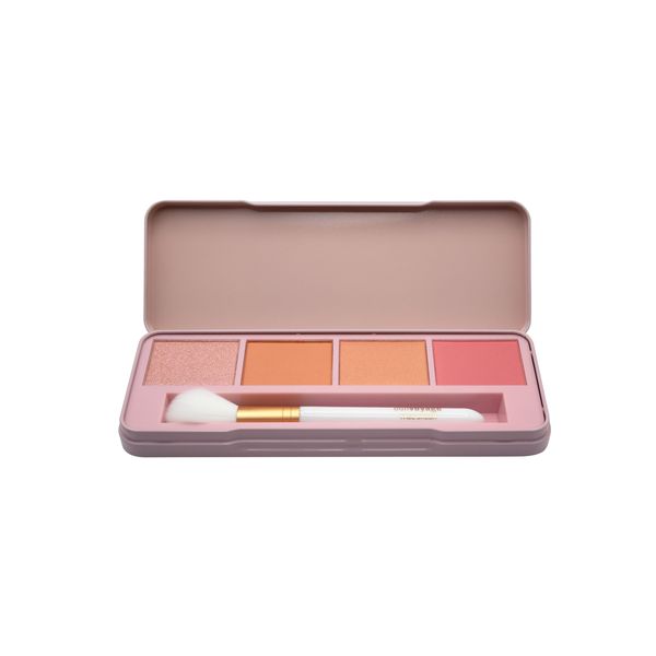 bonvoyage Essentials Radiant, Blush Make-up Palette für das Gesicht, Palette mit 4 matten und perlmuttfarbenen Rouge-Farben und einem Gesichtspinsel, Make-up Geschenk-Set für Mädchen