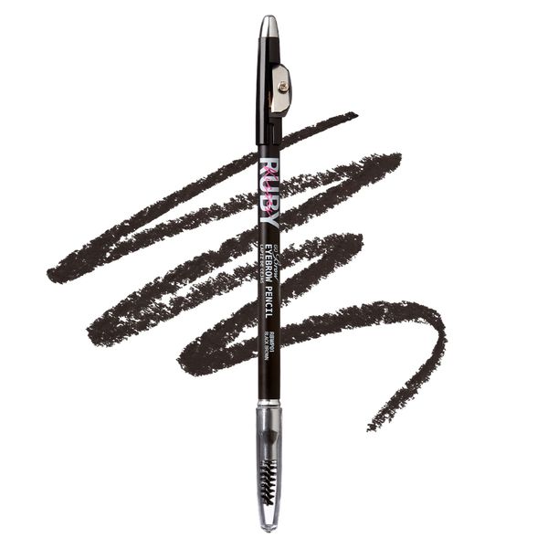 Ruby Kisses GoBrow Eyebrow Pencil, Sharpenable, Longwear, Long Lasting Eyebrow Wooden Pencil for Natural-Looking Brows (Black Brown)