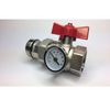 1'' UNDERFLOOR Heating Manifold Ball Valve with Thermometer RED Blue Handle (RED)