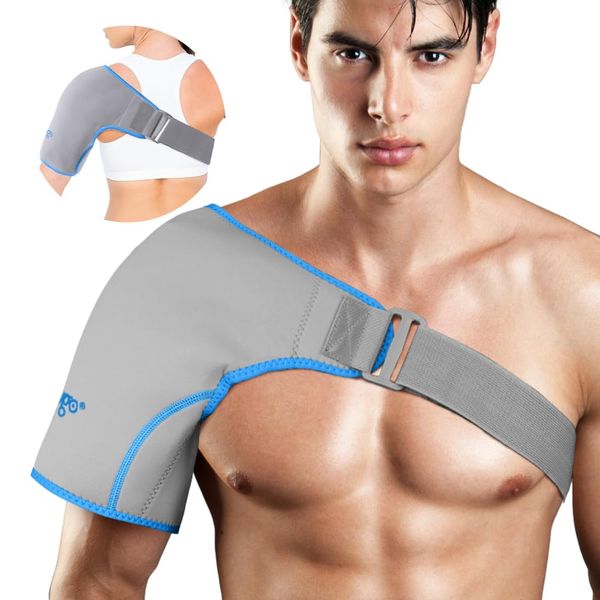 NEWGO Shoulder Ice Pack Reusable Hot Cold Compress Ice Pack for Rotator Cuff Injuries, Dislocated Joint, Bursitis, Tendinitis, Swelling, Frozen Shoulder, Left or Right Shoulder (Gray)