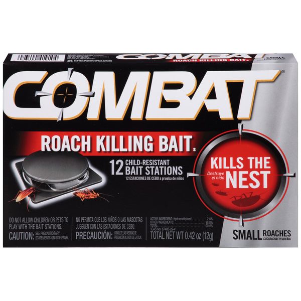 Combat Roach Killing Bait Stations for Small Roaches, Kills Roaches and Eggs, 12 Count