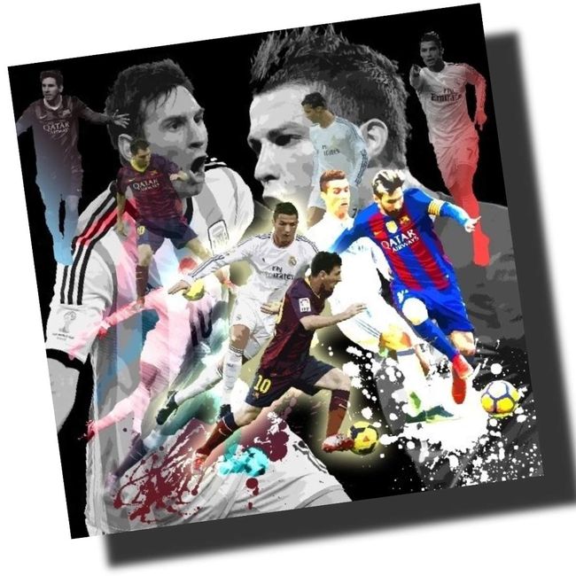 Messi vs Cristiano Ronaldo Overseas Soccer Art Panel Wooden Wall Decor Poster (26*26cm Art Panel Only)