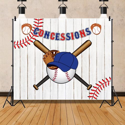 Baseball Party Backdrop 10x8ft Fabric Concessions Baby Shower Backdrop Sports Game Day Baseball Birthday Party Decoration Background