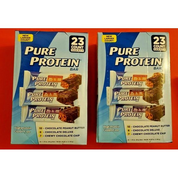 2 PACK  PURE PROTEIN BARS, VARIETY PACK, 1.76 OZ, 23-COUNT