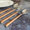 16Pc Cutlery Set Wood Grain Effect Tableware Stainless Steel ABS Handle - BWD