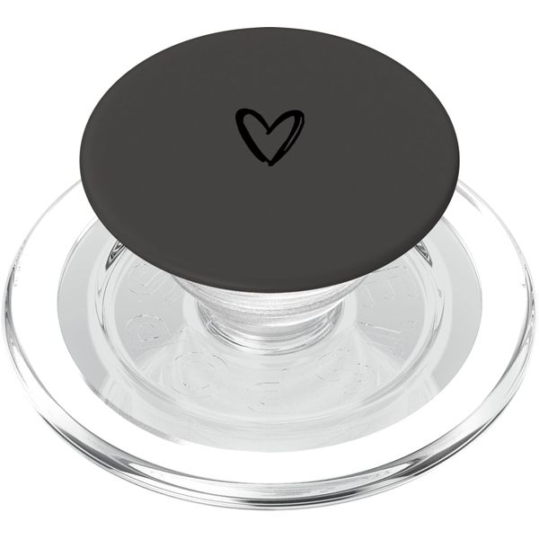 Black Gray Minimalist Heart PopSockets PopGrip for MagSafe