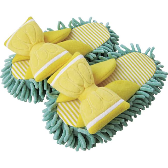 Interior Company ISE-0422 Slippers, Mop Slippers, Microfiber, Mop Slippers, Cleaning Slippers, Room Shoes, Easy Cleaning, Lemon