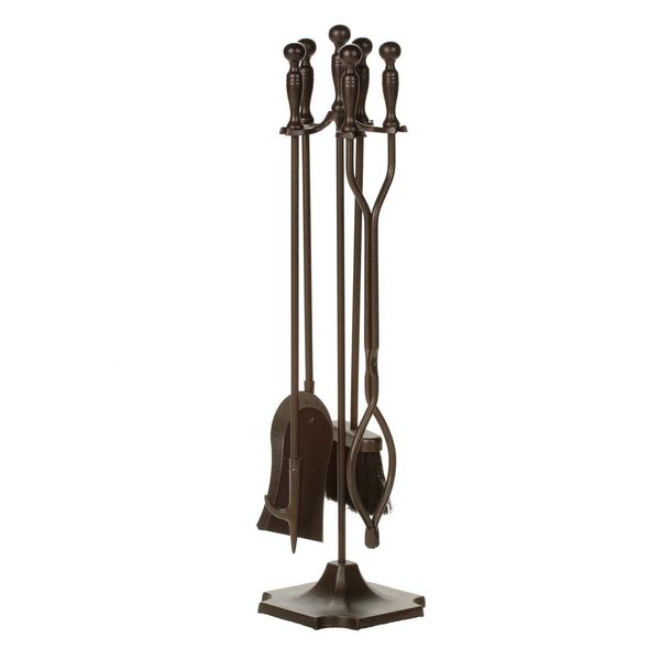 Dagan Five Piece Fireplace Tool Set, Bronze