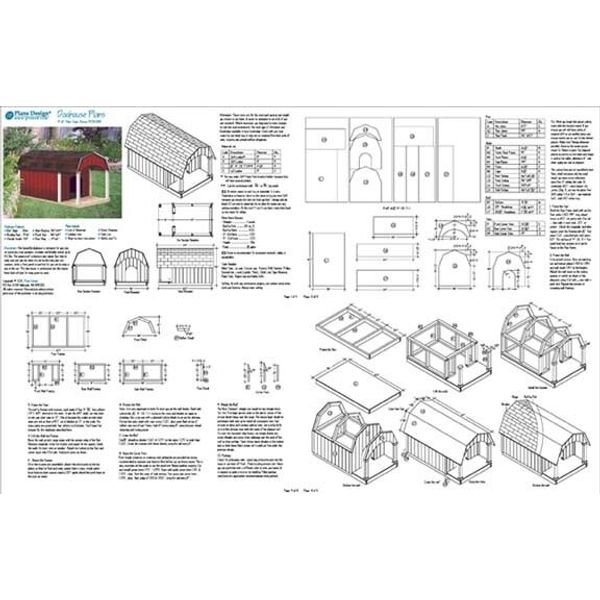 36" x 60" Porch Barn Roof Style Dog House Plans, 90305B  Pet Size up to 150 lbs