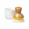 Ergonomic Bamboo Handle Dish Brush & Dispenser