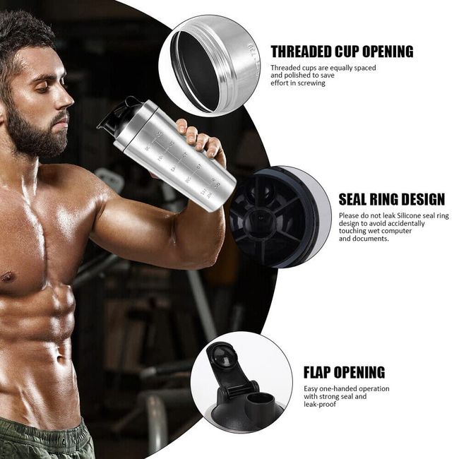 750ml Stainless Steel Shaker Cup Portable Fitness Sports Mug