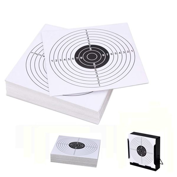 Pop Resin 100 Pack - Air Shot Paper Targets - 5.5 by 5.5 - Fits Gamo Cone Traps and Metal Box BB Catcher Target Holder Pellet Trap for Air Rifle/Airsoft Pistol (White)