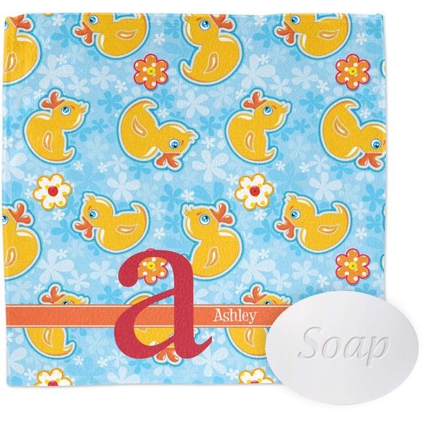 RNK Shops Personalized Rubber Duckies & Flowers Washcloth