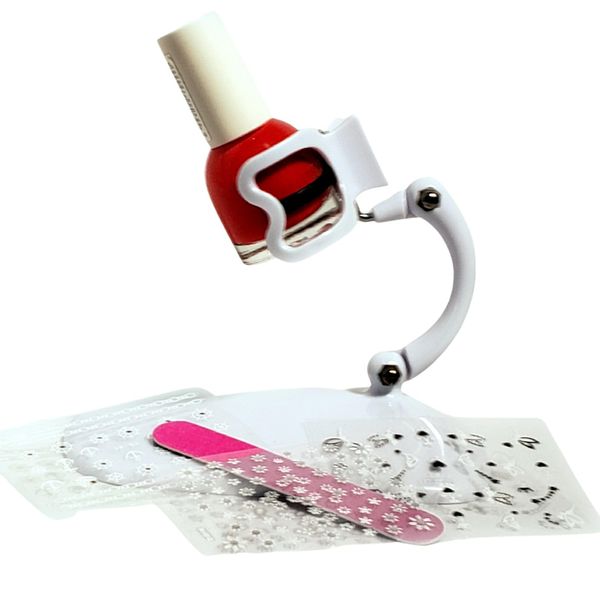 Grip & Tip Nail Polish Holder And Nail Art Surprise - Nail Polish Bottle Holder - Anti-Spill Nail Polish Holder - Handsfree Polish Holder - Tilts for Optimal Angle