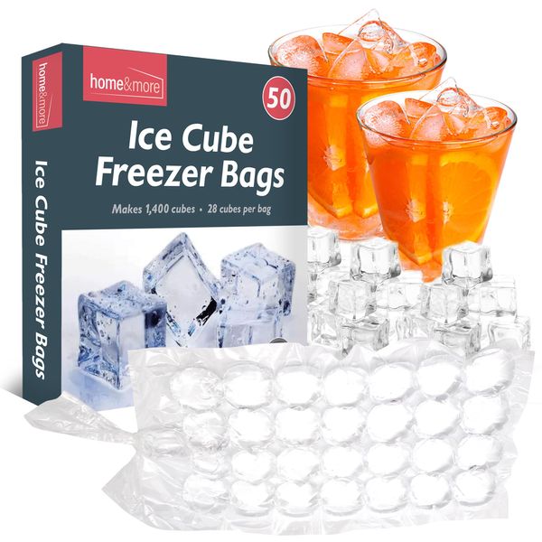 50pk Disposable Ice Cube Bags for Making Ice | Make 1,400 Ice Cubes, Freezer Ice Bags for Ice Cubes, Ice Cube Bags, Freezer Ice Cube Bags, Ice Cube Bags Freezer, Plastic Ice Bags for Drinks