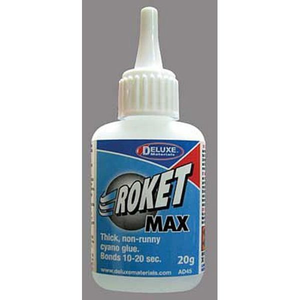 Deluxe-Materials Roket Max CA Thick (20g) (10-20 Sec Set) - Hobby and Plastic